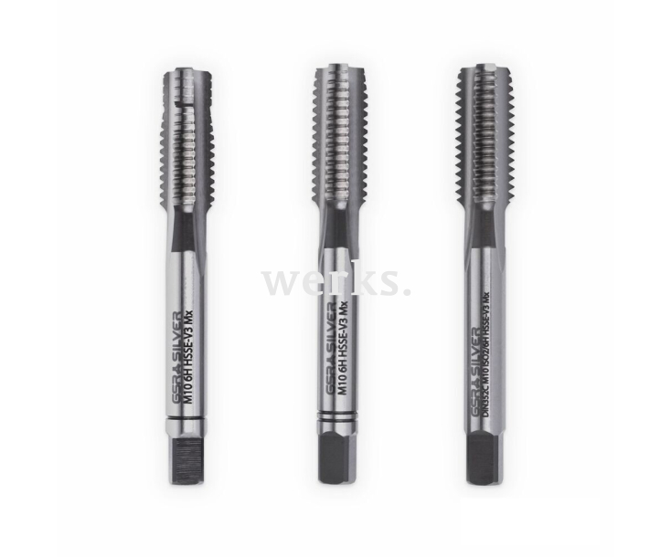 Метчики ручные HSSE-V3 DIN 352 6H М 10 набор (3 шт) для титановых сплавов GSR B09407230