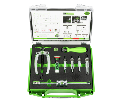 Набор для демонтажа шарикоподшипников с контропорой и обратным молотком KUKKO K-22-A