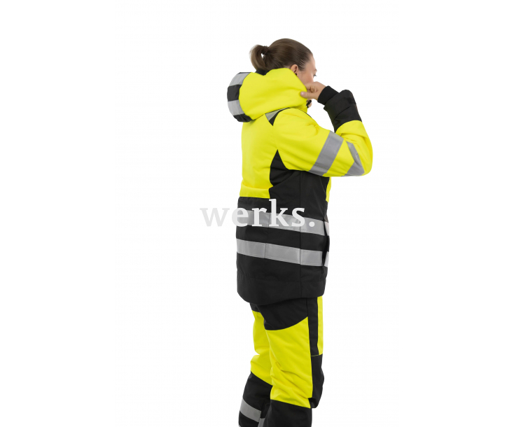 Зимняя женская сигнальная куртка Brodeks KW230 желтый/черный (XL)