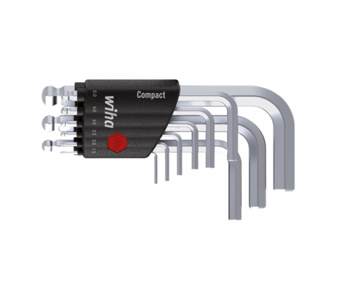 Набор коротких шестигранных штифтовых ключей Wiha Compact SB 369 KH9 40411 9 пр. со сфер. головкой в блистере