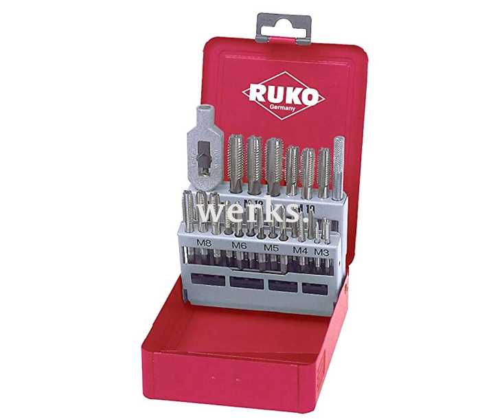 Набор метчиков ручных M3 - М12 с воротком Ruko 245002