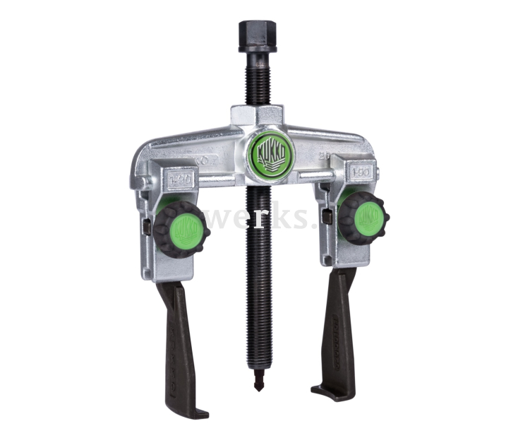 Универсальный двухзахватный съемник с узкими, быстрорегулируемыми захватами, диапазон зажима до 250 мм, глубина зажима 200 мм KUKKO 20-3xS