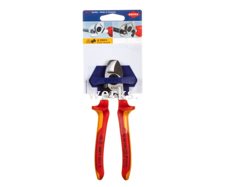 Ножницы для резки кабелей с раскрывающей пружиной VDE Knipex KN-9526165SB в блистере