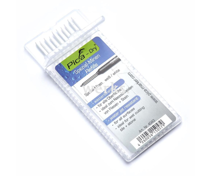 Грифели для карандаша Pica-Dry водостойкие белые Pica 4043 10 пр.