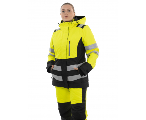 Зимняя женская сигнальная куртка Brodeks KW230 желтый/черный (XL)