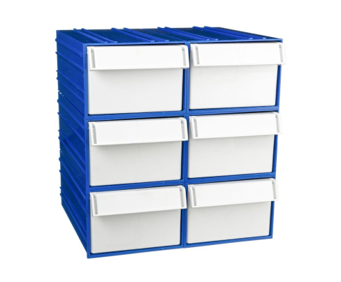 Пластиковый короб Стелла-техник C-2-К6-синий-белый , 140х250х100мм, комплект 6 штук