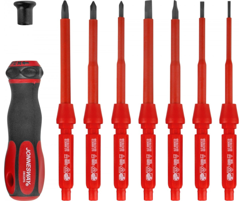 Отвертка диэлектрическая VDE со сменными жалами, 9 предметов Jonnesway DV15109S