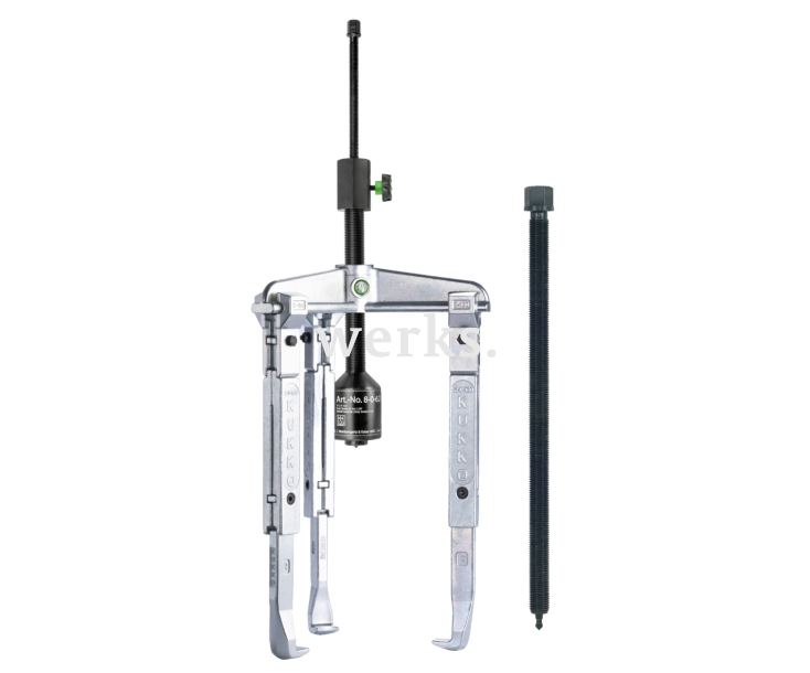 Универсальный трёхзахватный съёмник с удлинёнными захватами и длинным гидравлическим шпинделем (включая механический шпиндель) KUKKO 30-3-4-B