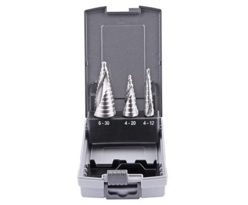 Набор ступенчатых свёрл 4-12  4-20  6-30 mm, HSSE, винтовое Werks W.8020260