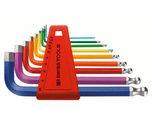 Набор штифтовых ключей HEX PB Swiss Tools PB 212.H-10 RB со сферической головкой 9 шт.