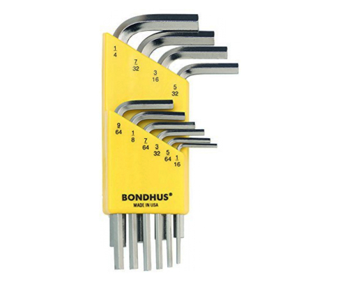 Набор штифтовых ключей HEX Bondhus 16238 дюймовых коротких хромированных 10 предметов
