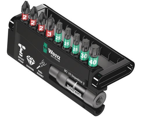 Bit-Check 10 Impaktor 2 Набор насадок (PH, TX) и держатель Wera WE-057682