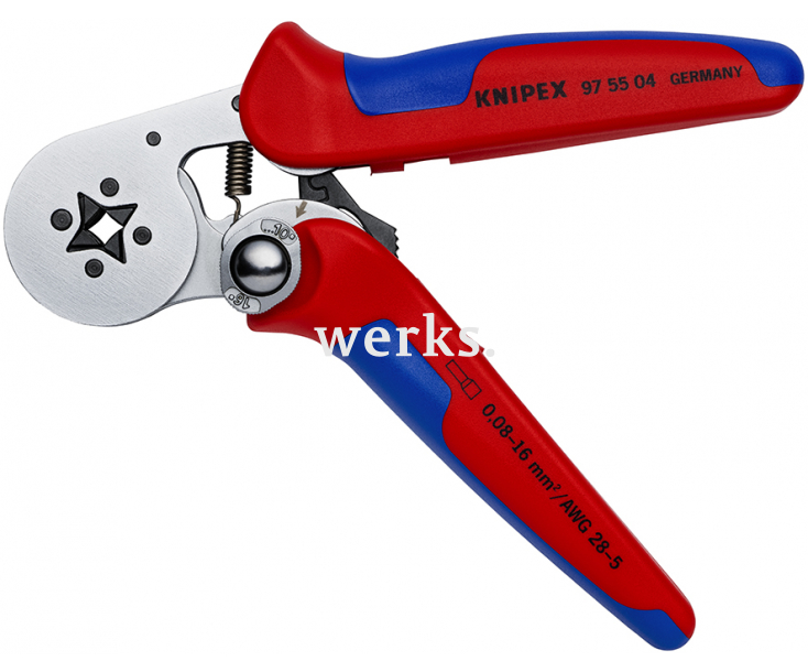 Самонастраивающийся инструмент для опрессовки контактных гильз 0,08 - 10 + 16 мм² с боковой установкой Knipex KN-975504