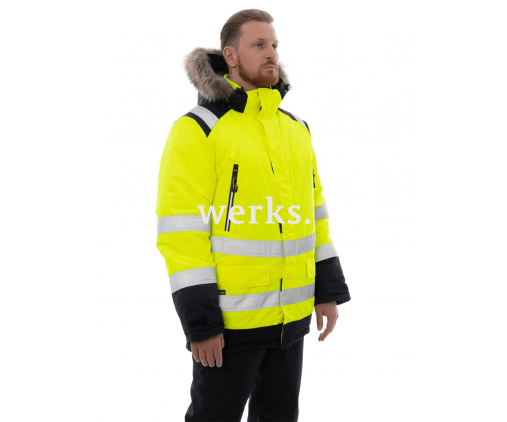 Зимняя сигнальная куртка-парка Brodeks KW217 желтый/черный (XXL)