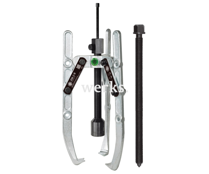 Универсальный трёхзахватный съёмник с шарнирными захватами, регулировкой глубины фиксации и длинным гидравлическим шпинделем (включая  механический шпиндель) KUKKO 206-2-B