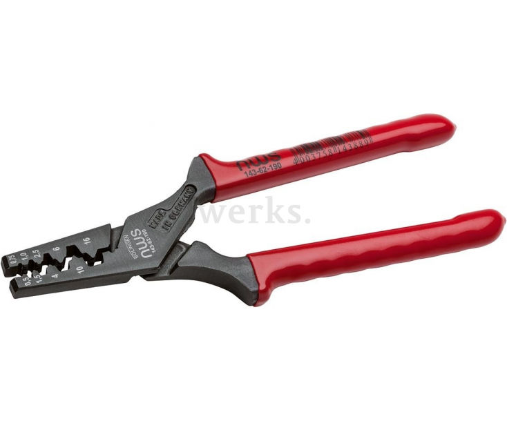 Клещи для обжима наконечников 0,25-2,5 мм²  NWS 143-62-160 с обливными рукоятками