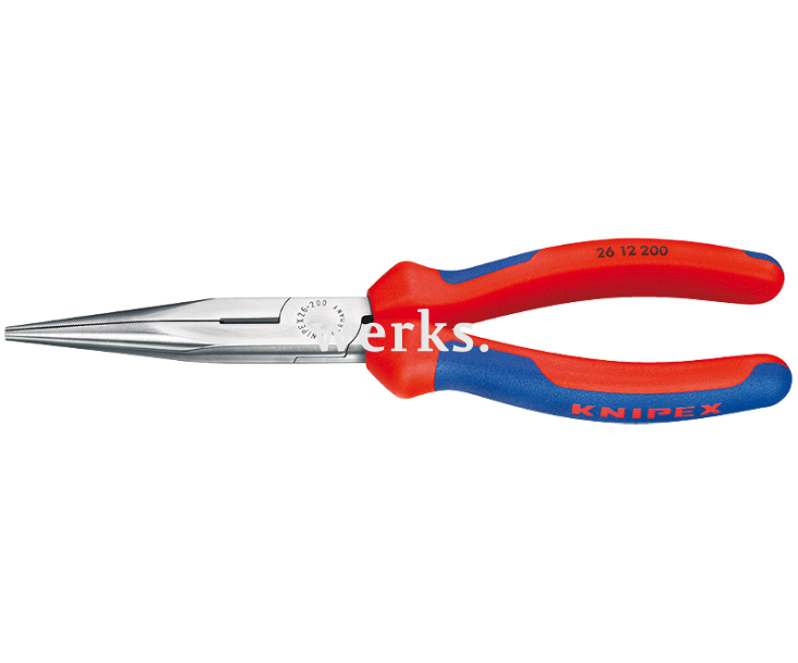 Круглогубцы с прямыми плоскими длинными губками, с режущей кромкой Knipex KN-2612200