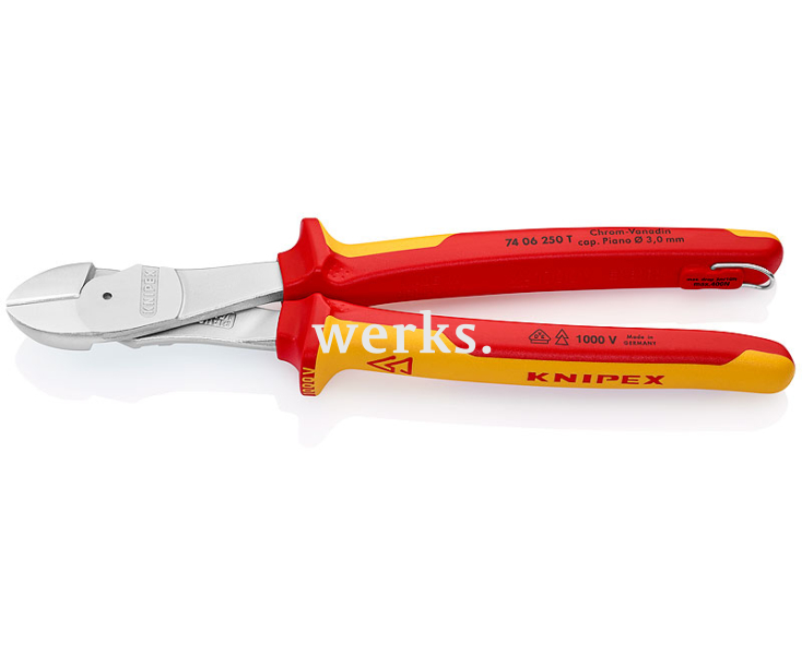 Кусачки боковые особой мощности VDE Knipex KN-7406250T со страховочным креплением