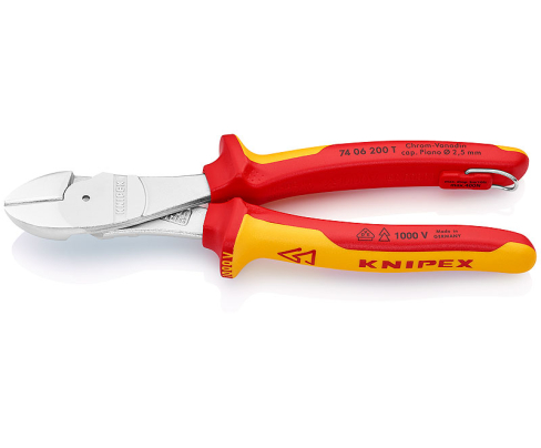 Кусачки боковые особой мощности VDE Knipex KN-7406200T со страховочным креплением