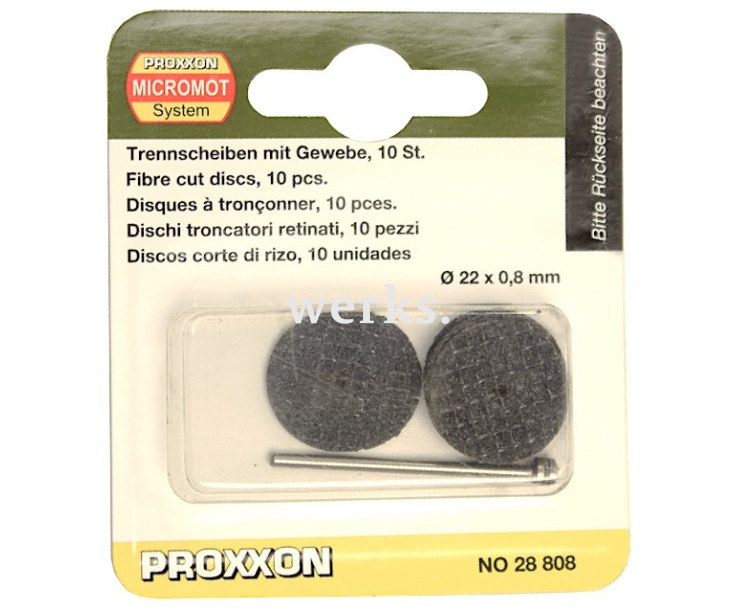 Отрезные диски армированные с дискодержателем Proxxon Ø 22 мм 28808 10 шт.