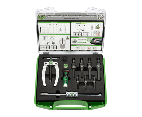 Набор для демонтажа шарикоподшипников с контропорой и обратным молотком KUKKO K-22-C-E