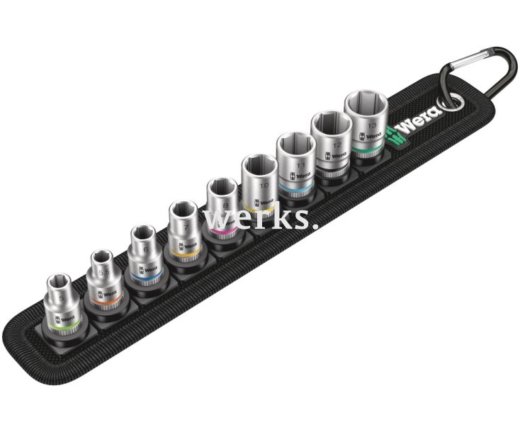 Набор торцовых головок Zyklop 1/4" Belt A 4 на матерчатом поясе Wera WE-003883 9шт.