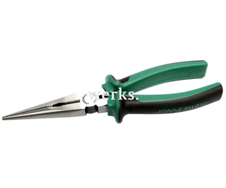 Длинногубцы прямые с двухкомпонентными рукоятками 200 мм Jonnesway P1118