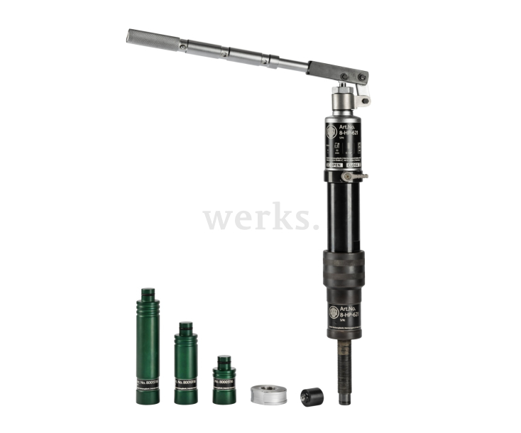 Гидравлический шпиндель с ручным рычагом, усилие натяжения до 6 т (размер резьбы) KUKKO 8-HP-623