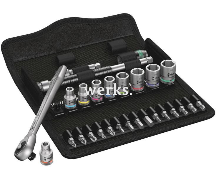 8100 SA 10 Zyklop Metal - набор с трещоткой, сдвижной квадрат, привод 1/4 Wera WE-004020