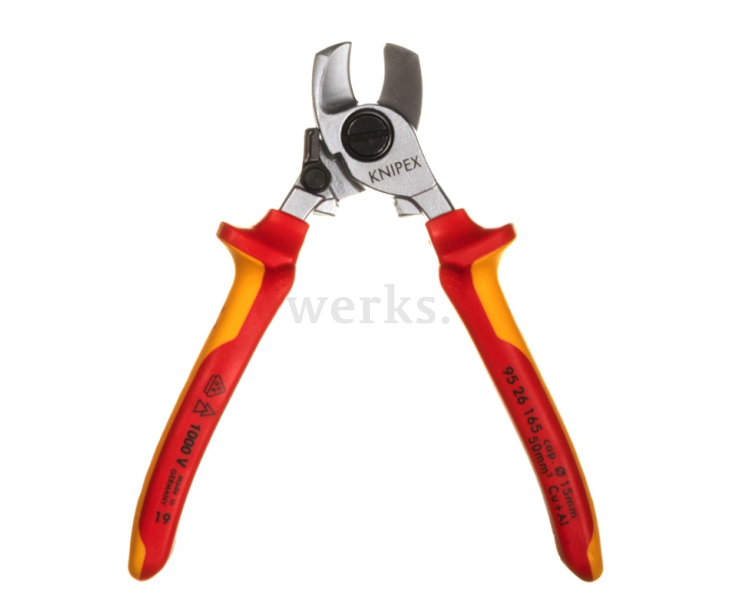 Ножницы для резки кабелей с раскрывающей пружиной VDE Knipex KN-9526165SB в блистере