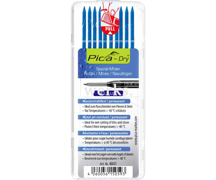 Грифели для карандаша Pica-Dry синие Special Pica 4041 10 пр.