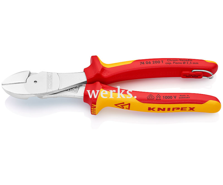 Кусачки боковые особой мощности VDE Knipex KN-7406200T со страховочным креплением