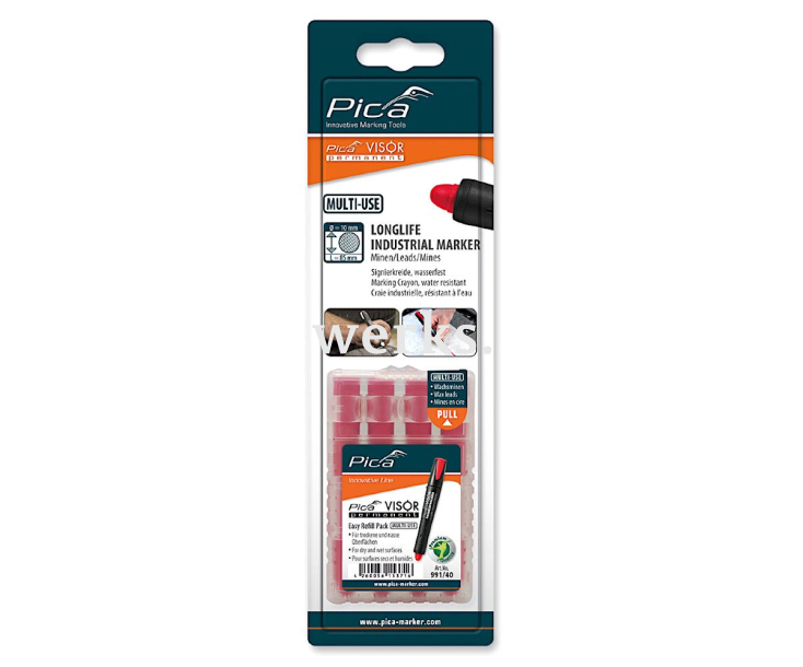 Стержни сменные для Pica-Visor красные 991/40 4 шт.