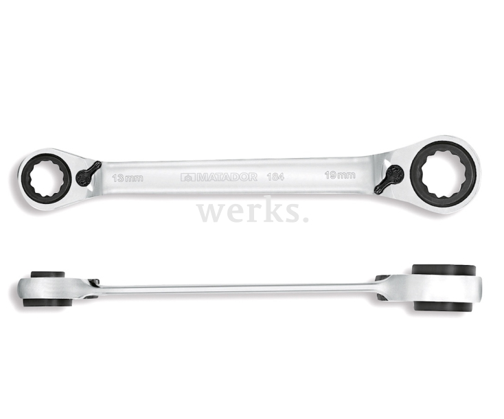 Ключ гаечный двусторонний кольцевой с трещоткой 4 в 1 Matador 01840001