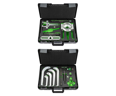 Универсальный гидравлический съёмник с самоцентрирующимися захватами и сепаратором  в наборе KUKKO 845-858