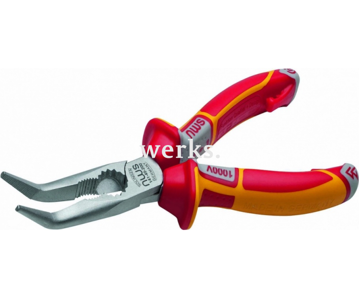 Длинногубцы радиомонтажника VDE хромированные 170 мм NWS 141-49-VDE-170 носки загнуты на 45° с рукоятками SoftGripp