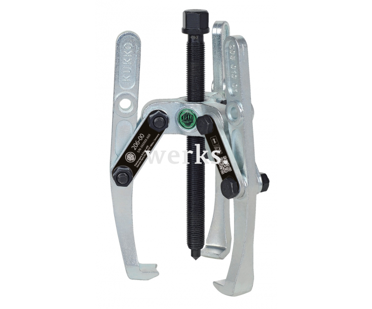 Универсальный трёхзахватный съёмник с шарнирными захватами, регулировкой глубины фиксации и длинным гидравлическим шпинделем KUKKO 206-00