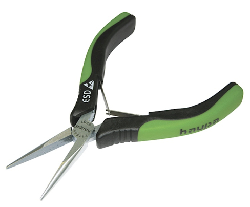 Длинногубцы ESD для электроники прямые 130 мм Haupa 211854