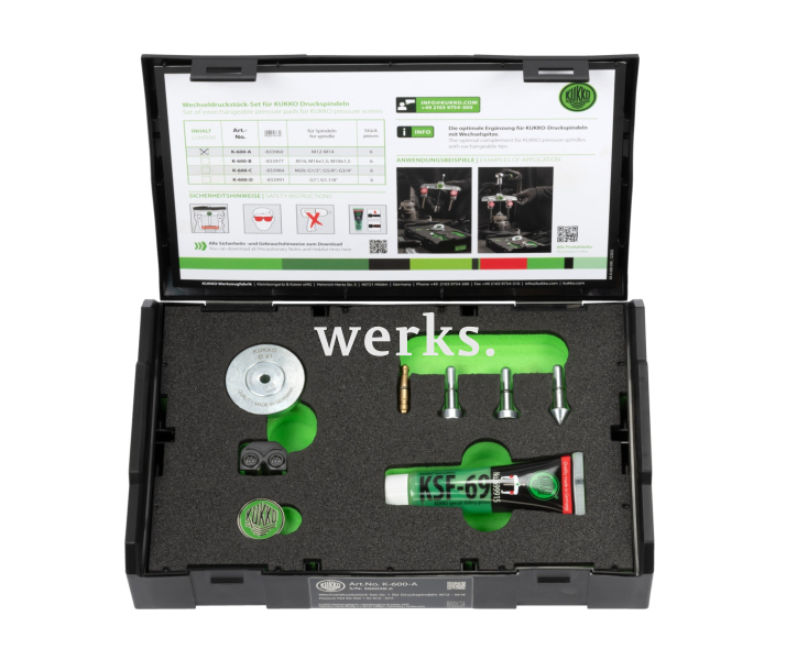 Комплект сменных нажимных насадок Ø 20, 32, 41 мм (М12 - М14) KUKKO K-600-A
