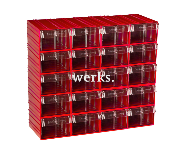 Пластиковый короб Стелла-техник C-2-К20-красный-прозрачный , 140х250х100мм, комплект 20 штук