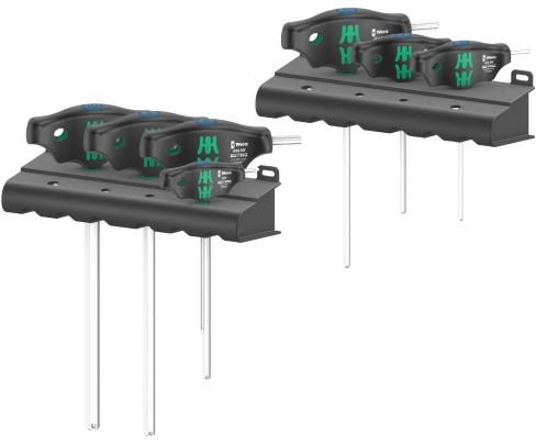 Набор отверток HEX-Plus дюймовых с поперечной ручкой с фиксирующей функцией Wera 454/10 HF Set Imperial 1WE-023451 + подставки