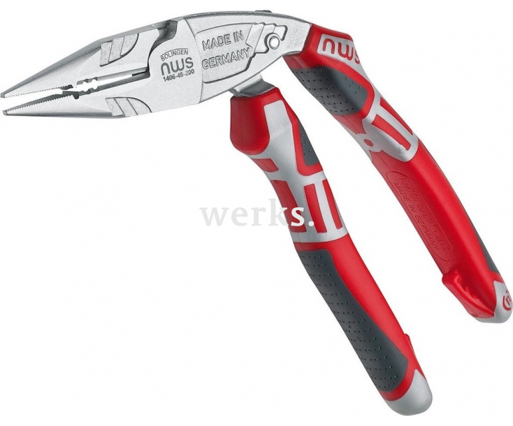 Длинногубцы электромонтажника ErgoMulti 200 мм NWS 1406-49-200 хромированные с рукоятками SoftGripp