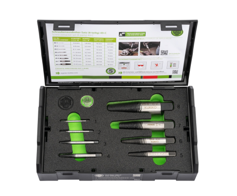 Набор экстракторов со свёрлами и направляющими втулками KUKKO 49-C