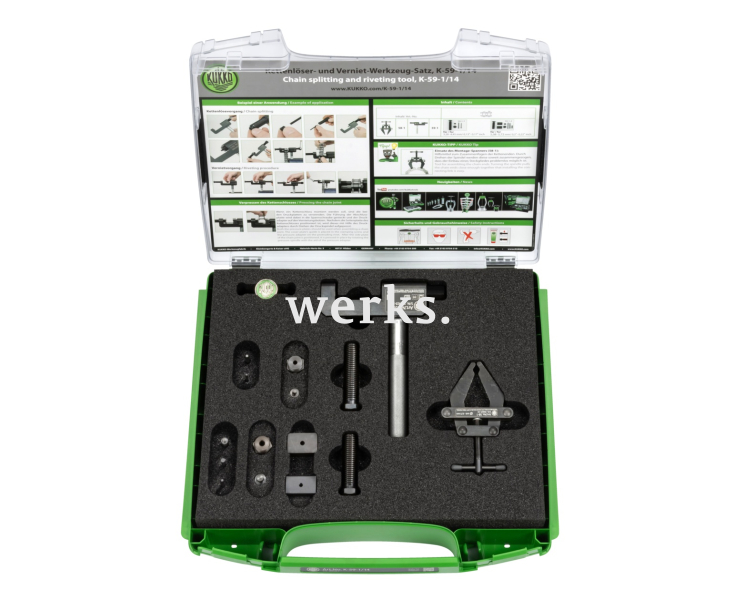 Набор инструментов для  разъединения и склёпывания цепи KUKKO K-59-1/14