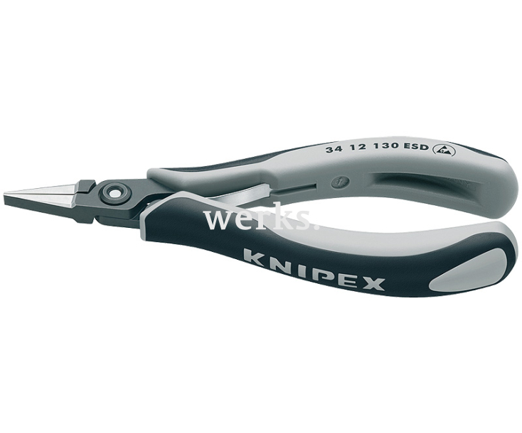 Прецизионные плоскогубцы захватные для электроники антистатические Knipex KN-3412130ESD