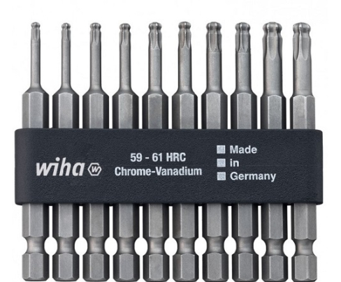 Набор бит со сферической головкой TORX Wiha Professional 7045BE 9570 32804 T10-T30, 70 мм 10 шт.