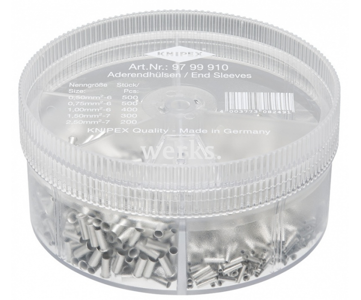 Набор неизолированных контактных гильз 1900 шт. в коробке Knipex KN-9799910