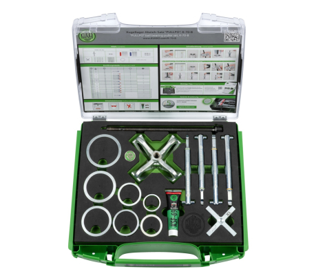 Набор двух- и трёхзахватного съёмника с захватами двух разных типов и гидравлическим шпинделем KUKKO K-70-B