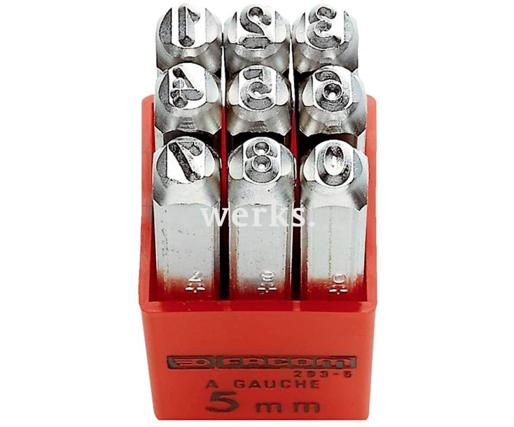 Набор цифровых шрифтов 8 мм для штамповки Facom 293A.8 9 предметов