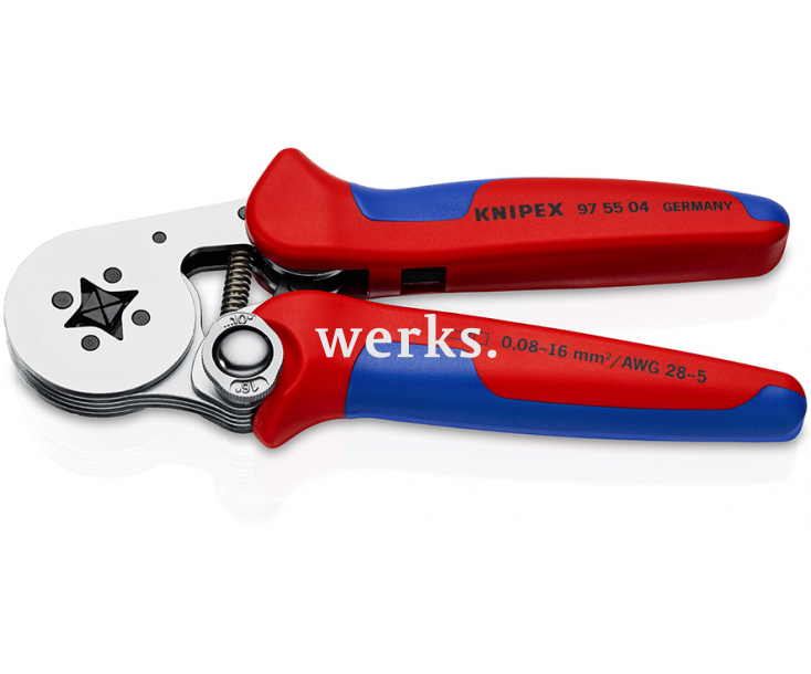 Самонастраивающийся инструмент для опрессовки контактных гильз 0,08 - 10 + 16 мм² с боковой установкой Knipex KN-975504